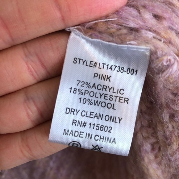 New All In Favor Mauve Knit Mock Neck Wool Blend  Puff Sleeve Sweater - Picture 8 of 12